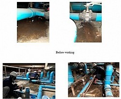 Repair DI water pipe leak at DI water tank